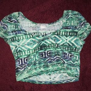 Blue Aztec crop top